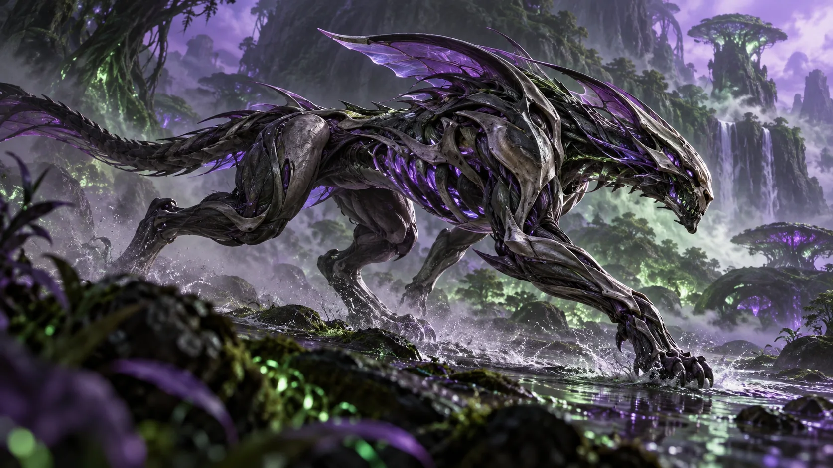 Concept artwork of a biomechanical creature in motion