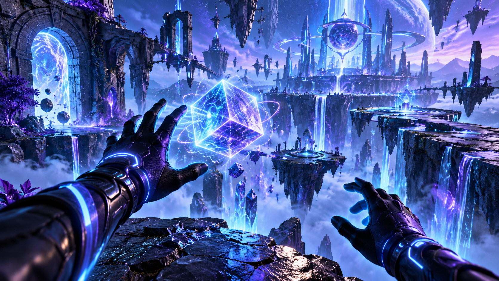 Concept artwork of a first-person immersive game world