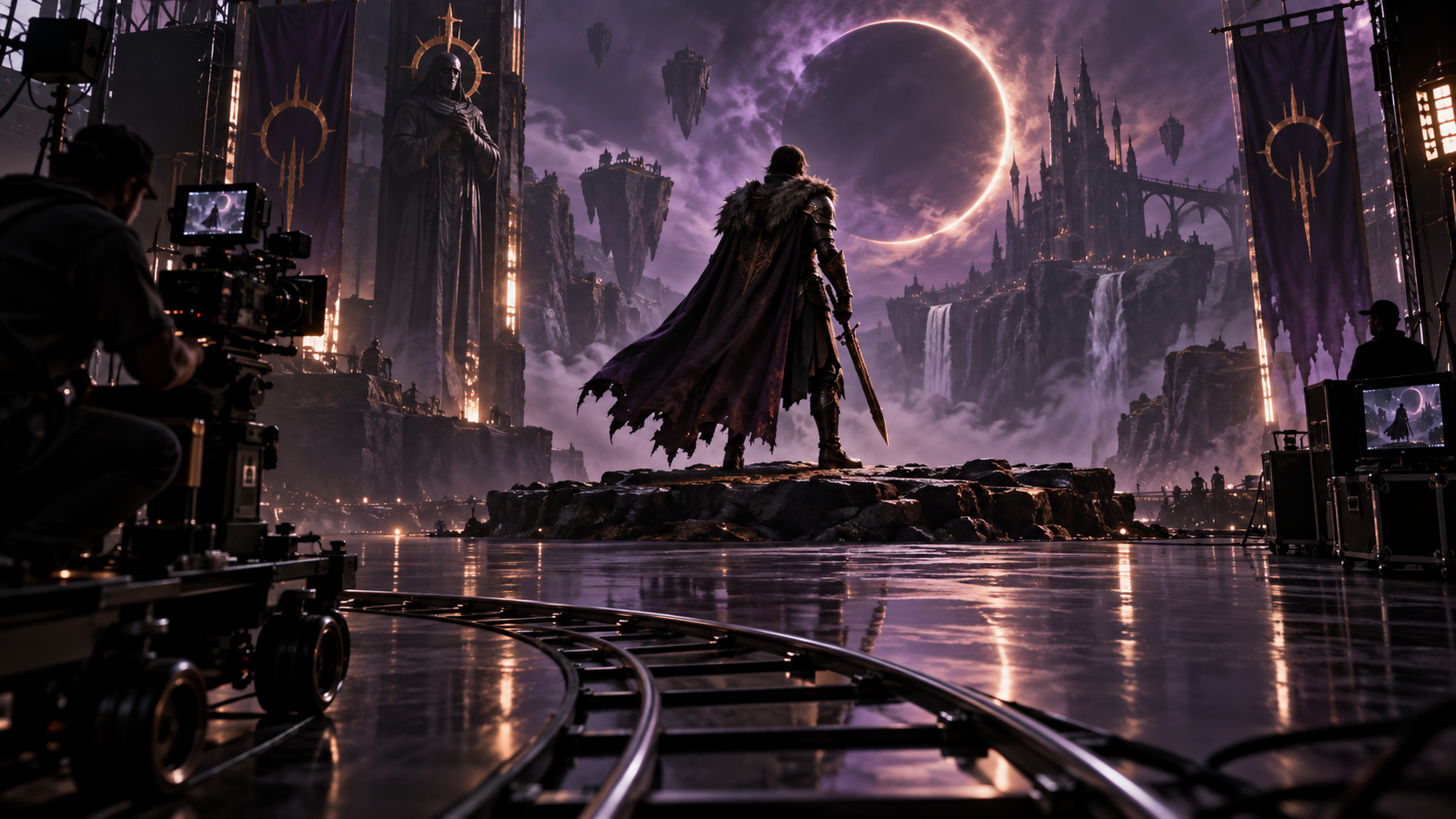 Original game hero staged for a cinematic trailer reveal
